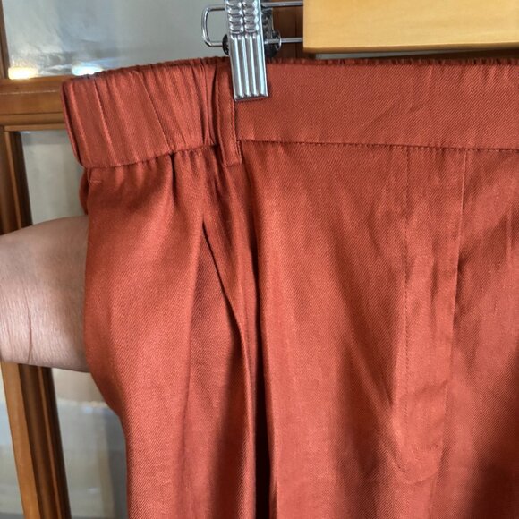 Express Women Linen Ankle High Rise pants. SZ: Large/ Burnt Orange color - Picture 5 of 12